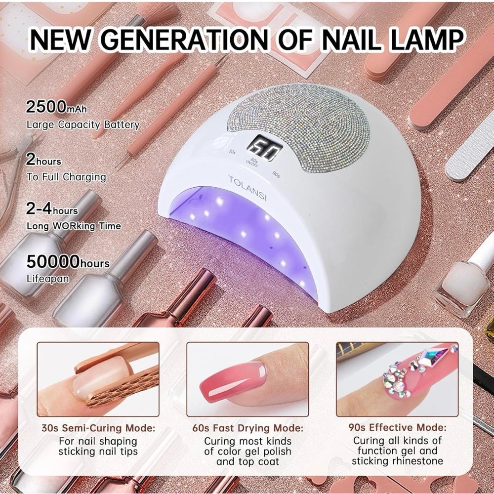 NIB New Tolansi 48W UV Light Bling Cordless Nail Lamp in White - Picture 11 of 15